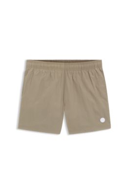 Swim shorts with Double B monogram trim, Light Brown