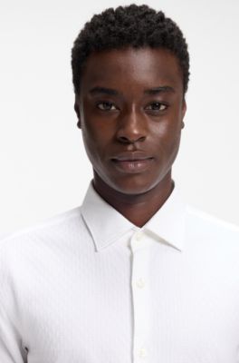Slim-fit shirt in dobby cotton, White