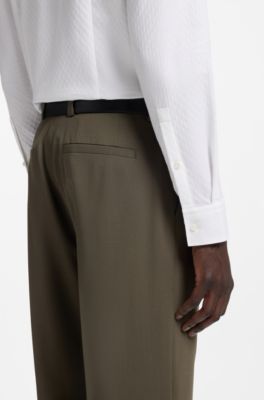 Camisa slim fit en algod&oacute;n de tejido dobby, Blanco