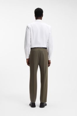 Camisa slim fit en algod&oacute;n de tejido dobby, Blanco