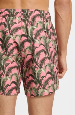 Swim shorts with all-over print, light pink