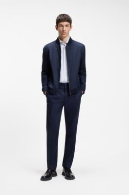 Chemise Slim en jersey stretch imprim&eacute;, Blanc