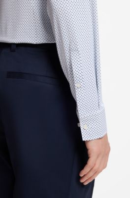 Printed slim-fit shirt in stretch jersey, White