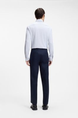 Printed slim-fit shirt in stretch jersey, White