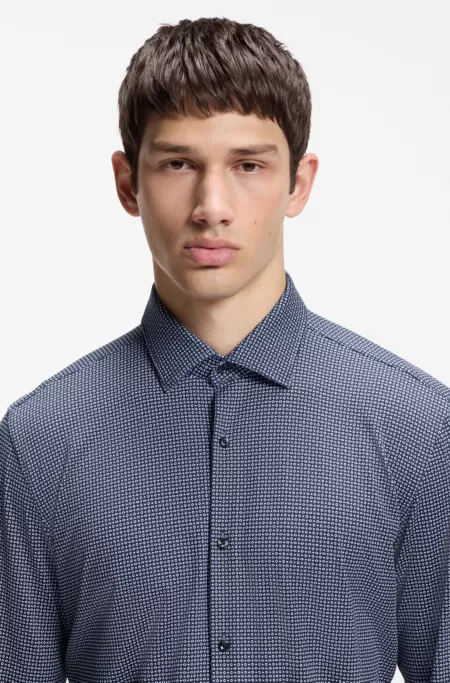 Printed slim-fit shirt in stretch jersey