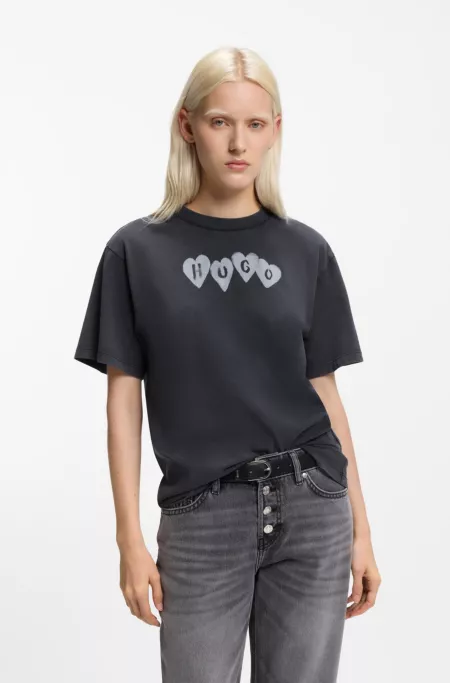 Heart-logo T-shirt in cotton jersey