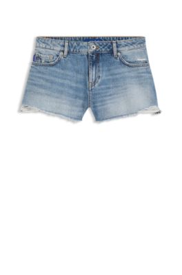 Shorts regular fit de denim r&iacute;gido azul, Azul