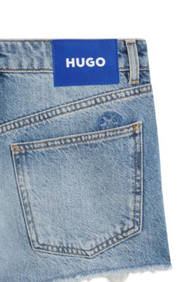 Shorts regular fit de denim r&iacute;gido azul, Azul