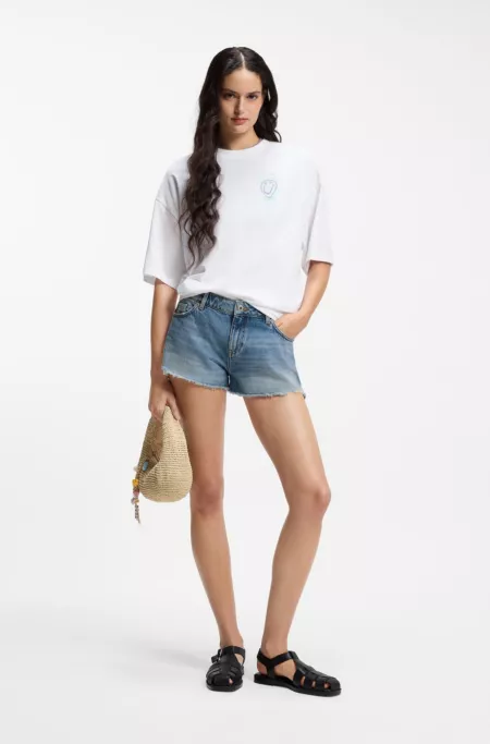 Regular-fit shorts in blue denim