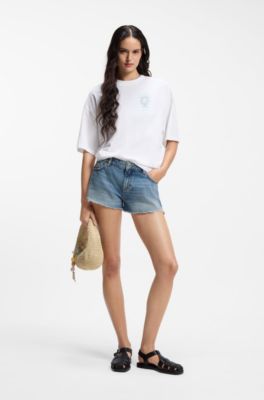 Regular-fit shorts in blue denim, Blue