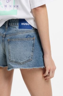 Regular-fit shorts in blue denim, Blue