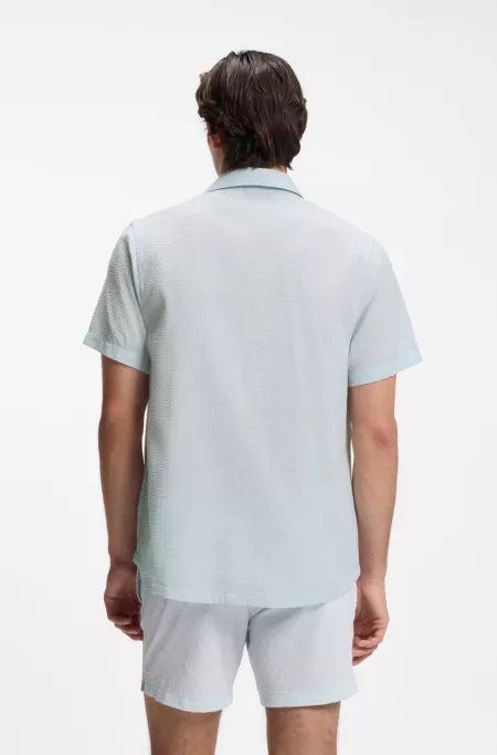 Regular-fit shirt in seersucker fabric
