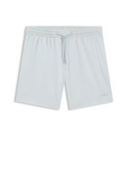 Quick-dry swim shorts in stretch seersucker, Light Blue