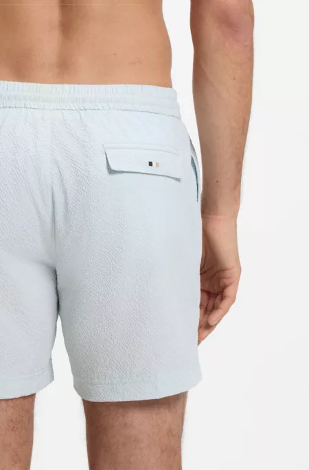Quick-dry swim shorts in stretch seersucker
