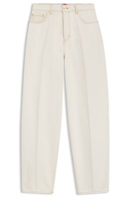 Jeans barrel fit de denim crudo, Blanco