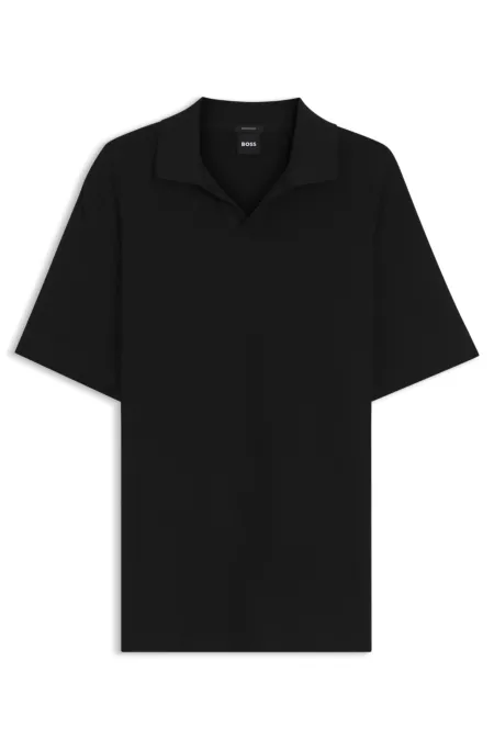Jacquard-pattern polo shirt with Johnny collar