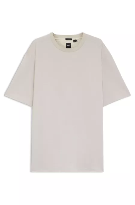 Regular-fit T-shirt in micro-patterned mercerized cotton