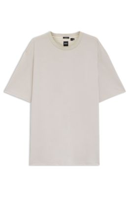 Camiseta regular fit de algod&oacute;n mercerizado con microestampado, Blanco