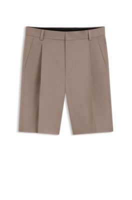 Relaxed-fit shorts in stretch-cotton twill, Light Brown