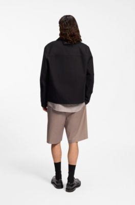 Shorts relaxed fit de sarga de algod&oacute;n el&aacute;stico, Marr&oacute;n claro