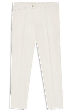 Pantalones tapered fit de popelín de algodón elástico de planchado fácil