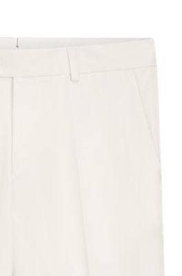 Pantalones tapered fit de popel&iacute;n de algod&oacute;n el&aacute;stico de planchado f&aacute;cil, Blanco