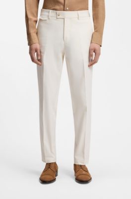 Easy-iron tapered-fit trousers in stretch-cotton poplin, White