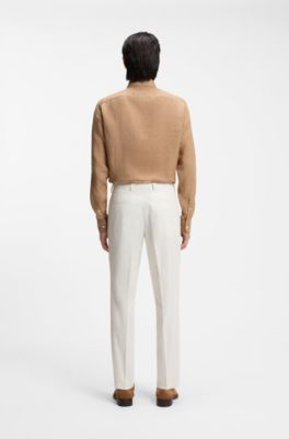 Easy-iron tapered-fit trousers in stretch-cotton poplin, White