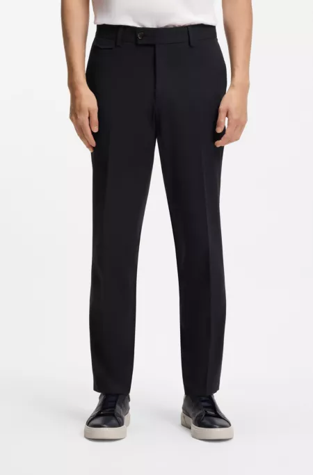 Easy-iron tapered-fit trousers in stretch-cotton poplin