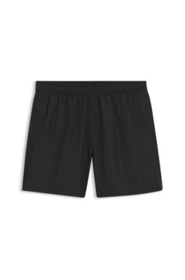 Swim shorts with all-over stacked logos, Black