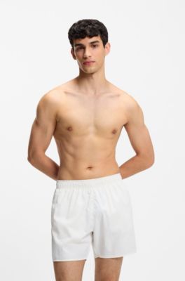 Quick-dry swim shorts with embossed logos, Light Beige