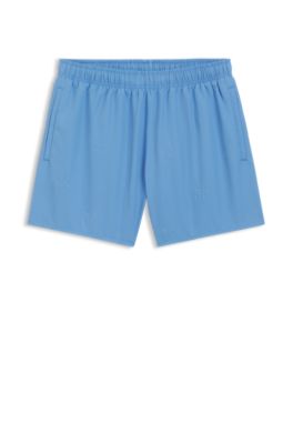 Ba&ntilde;ador tipo shorts de secado r&aacute;pido con logos grabados, Azul