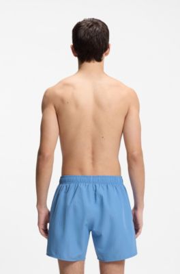 Ba&ntilde;ador tipo shorts de secado r&aacute;pido con logos grabados, Azul