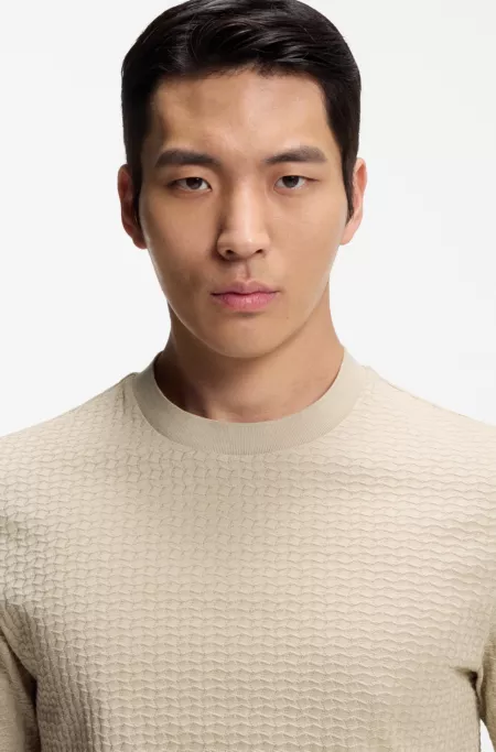 Jacquard-pattern T-shirt in cotton