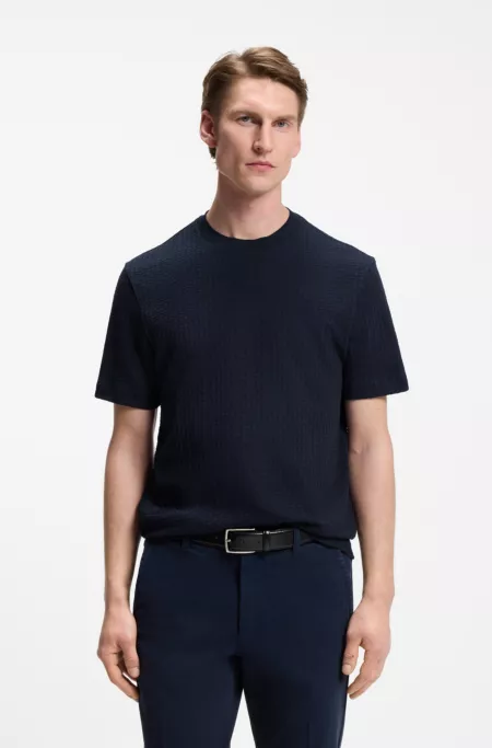 Jacquard-pattern T-shirt in cotton