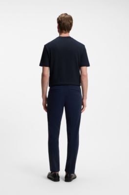 Jacquard-pattern T-shirt in cotton, Dark Blue