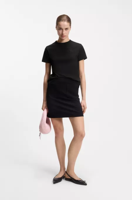 Embroidered-logo T-shirt in cotton jersey