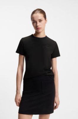 Embroidered-logo T-shirt in cotton jersey, Black