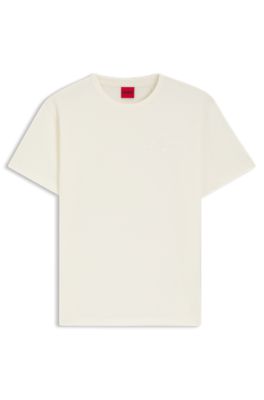 Camiseta en punto de algod&oacute;n con logo caligrafiado bordado, Blanco