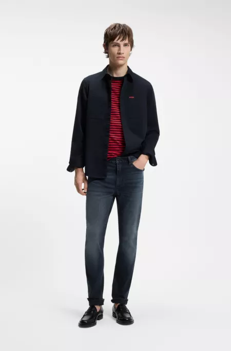 Slim-fit jeans in dark-blue stretch denim