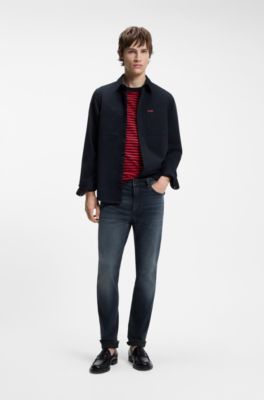 Slim-fit jeans in dark-blue stretch denim, Dark Blue