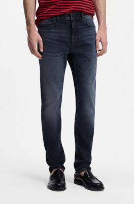 Slim-fit jeans in dark-blue stretch denim, Dark Blue