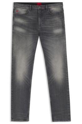 Jeans slim fit de algod&oacute;n el&aacute;stico negro, Plata