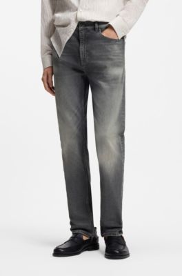 Jeans slim fit de algod&oacute;n el&aacute;stico negro, Plata