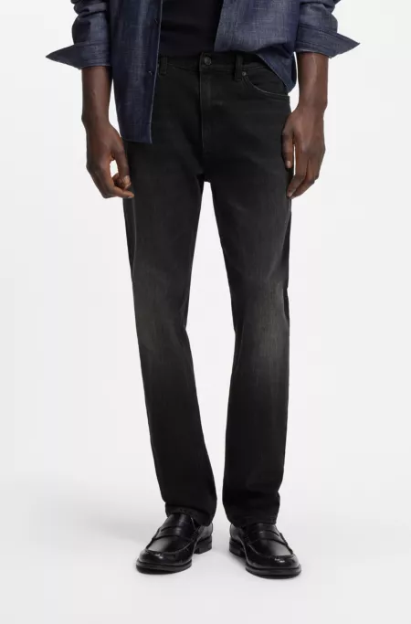 Slim-fit jeans in black stretch denim