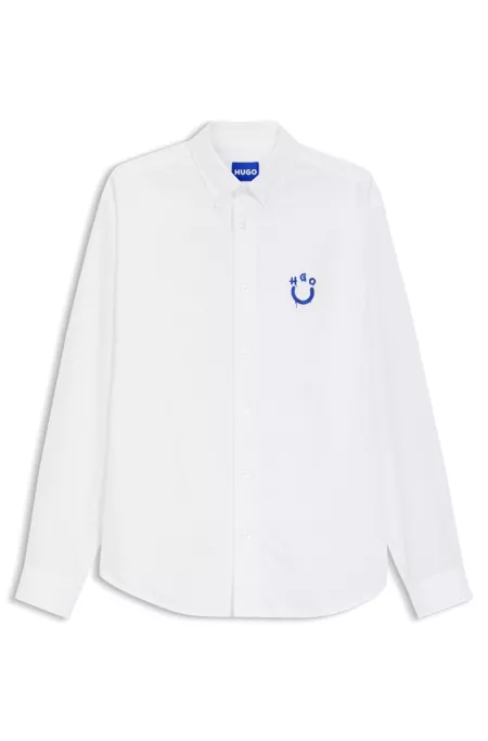 Oversize-fit shirt in Oxford cotton with logo embroidery