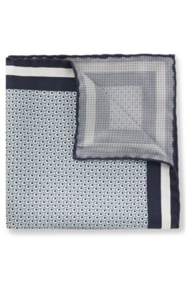 Hand-made pocket square in silk, Dark Blue