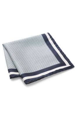 Hand-made pocket square in silk, Dark Blue