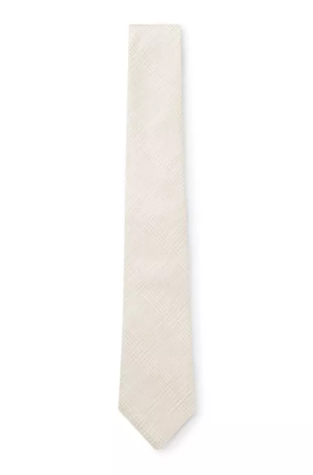 Checked tie in Italian-made linen and silk