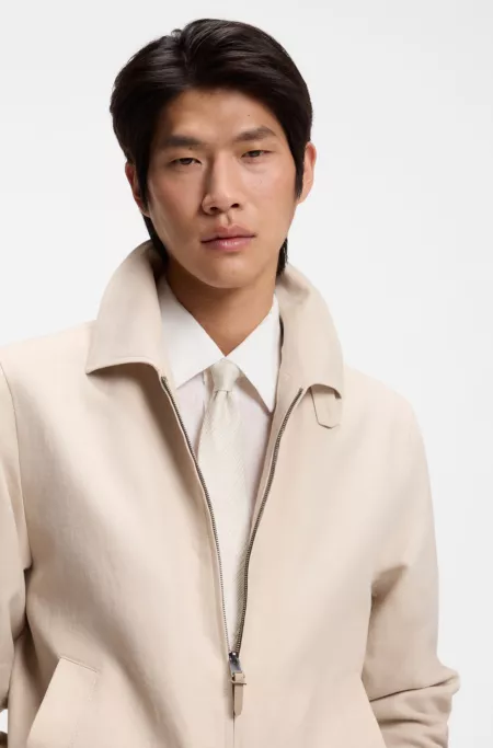 Checked tie in Italian-made linen and silk